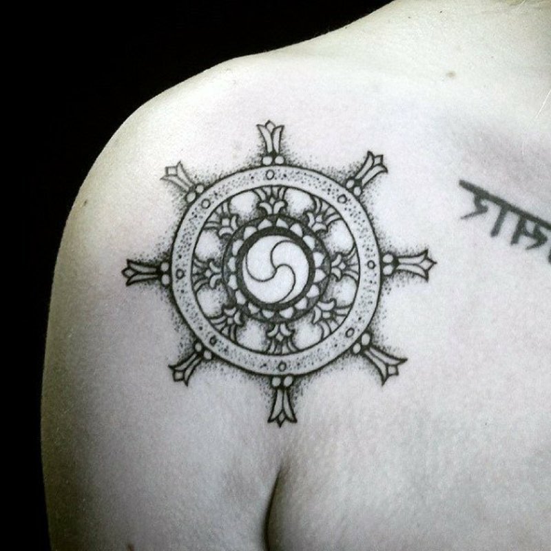 Buddhisme Tattoo Dharma Wheel