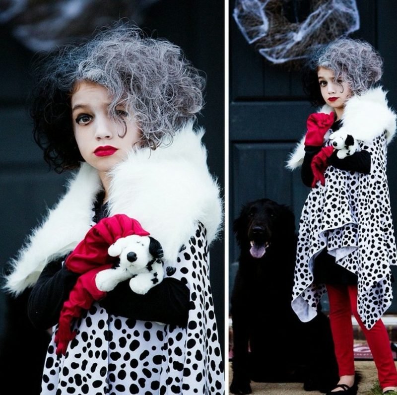 Kostým Cruella De Vil dětská panenka originální vzhled