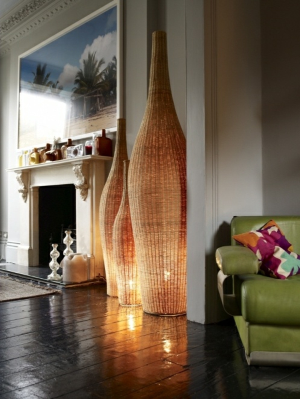 designové lampy obývací pokoj neobvyklá stojací lampa