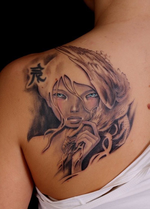 tilbake portrett kule tatoveringsideer kvinner tatoveringer
