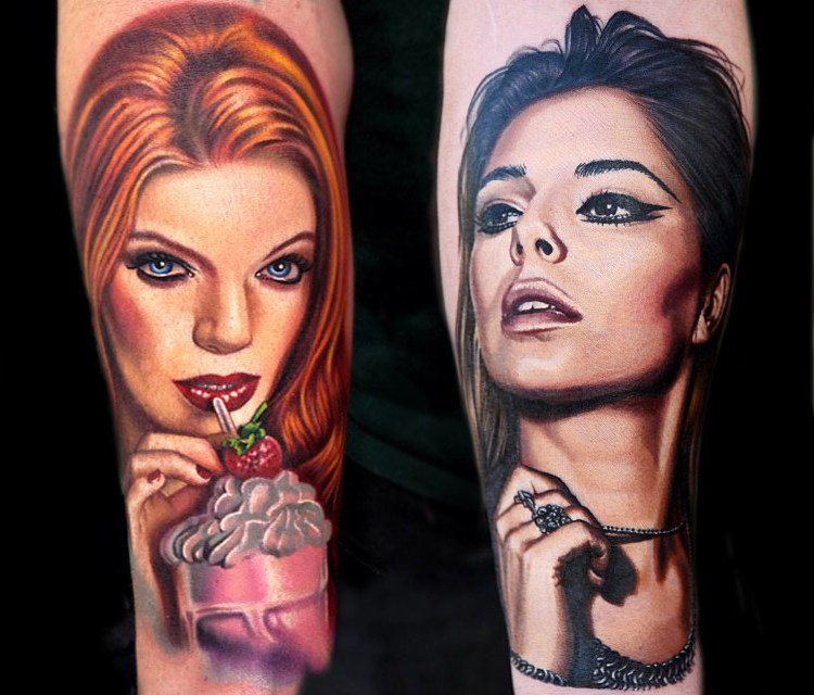 portrett tatoveringsmotiver kvinner armfargede tatoveringer menn