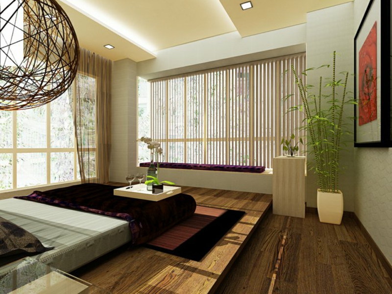 bambus v designu ložnice