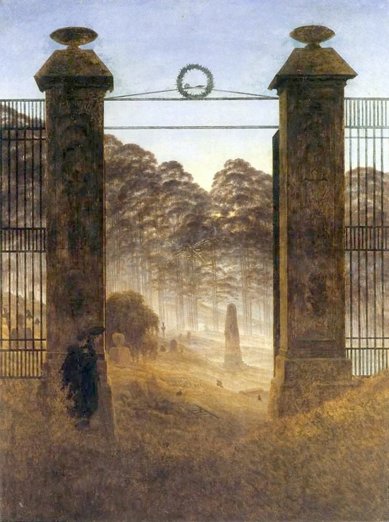 romantiske bilder Caspar David Friedrich kirkegård inngang