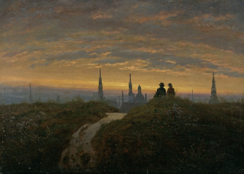 Romantikk Art Carl Gustav Carus Utsikt over Dresden ved solnedgang