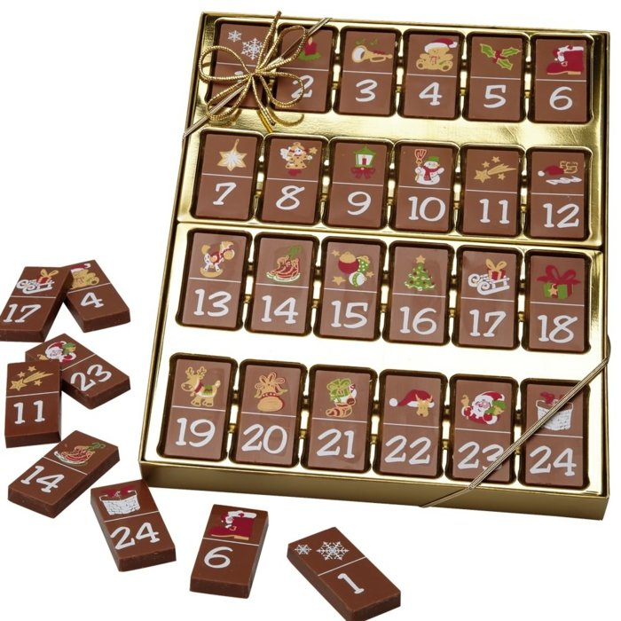 Ideer til adventskalender sjokolade rektangulær