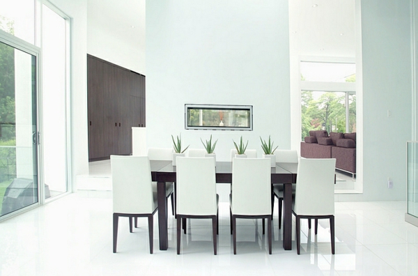 minimalistisk innredning spisestue klassiske møbler designer elegante farger