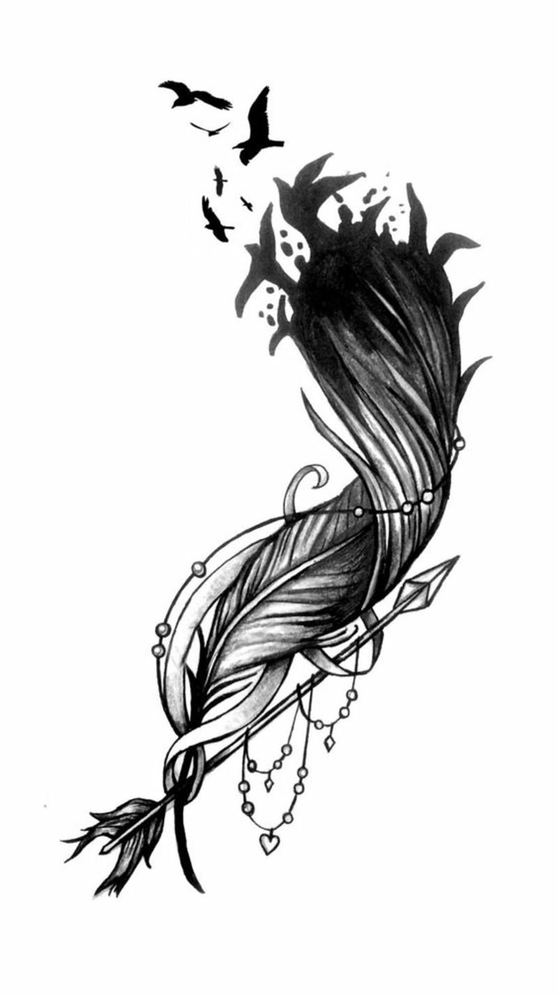 tetovací peří s ptáky