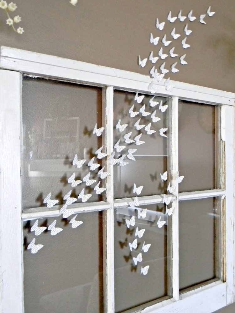 Vindusdekor vårfjær minimalistiske papir sommerfugler