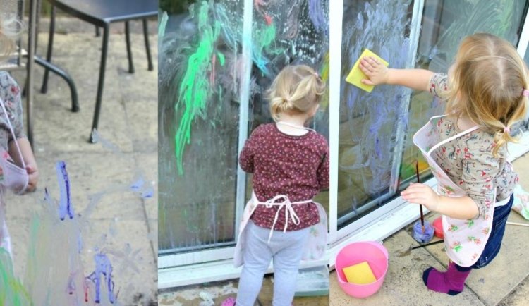 male vindusrutene med barn