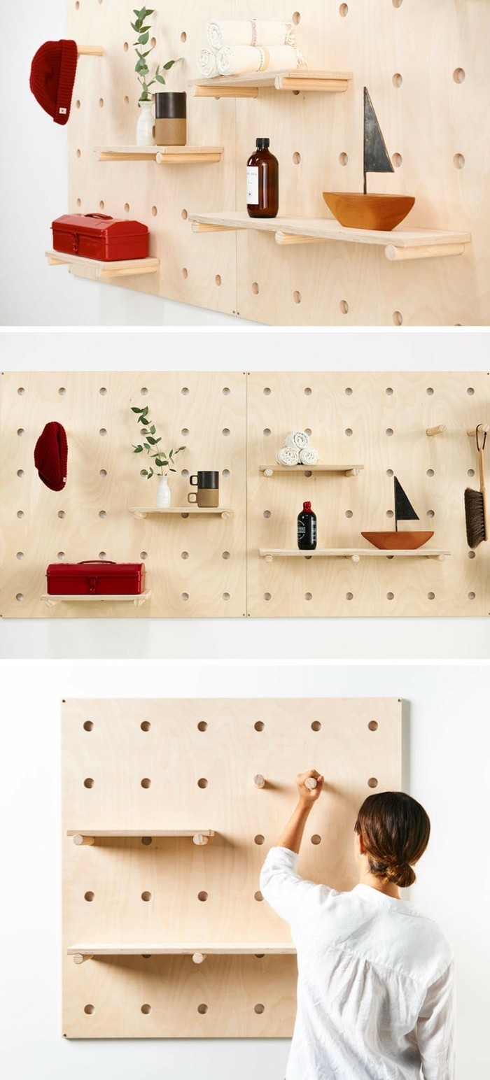 dřevěný design koncept designu pegboard