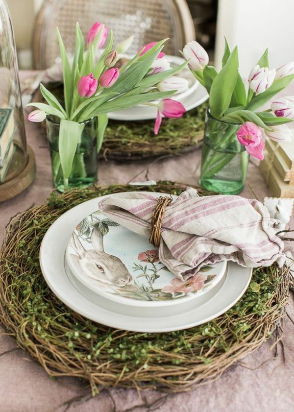 פרחי אביב קישוט צבעונים מוטיבים פסחא רעיונות לקישוט שולחן
