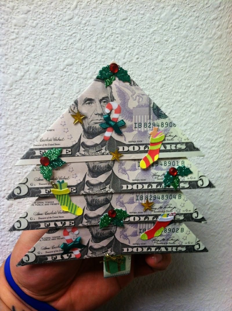 δώρα χρημάτων διπλώνοντας χρήματα χριστουγεννιάτικο δέντρο Χριστούγεννα