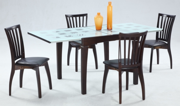 spisebord i glass, uttrekkbart glassbord, spisestuemøbler