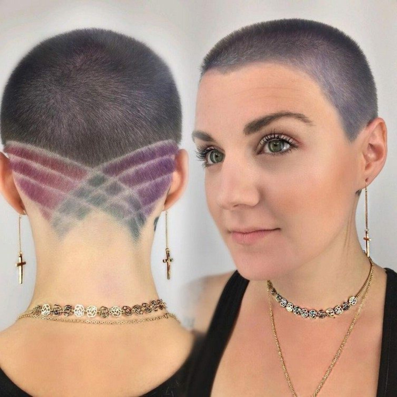 Short Shave Woman Hair Buzz Cut Pattern