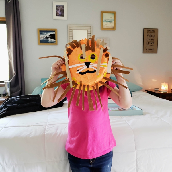 halloween håndverk ideer papir tallerken løve maske håndverk ideer med barn