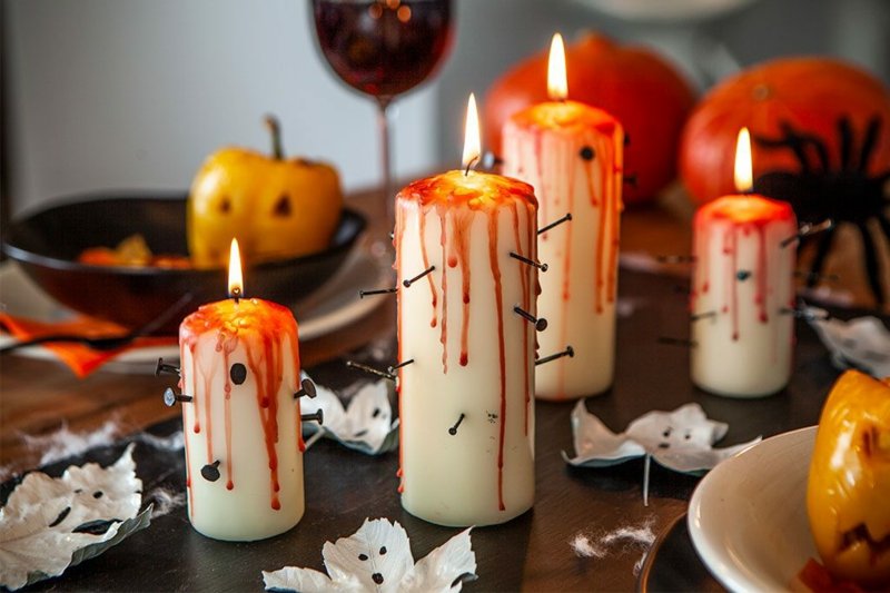 Halloween dekorasjon blodig lys med negler