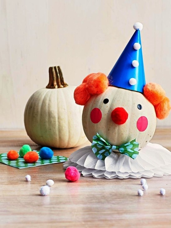Halloween dýně malování - 140 uměleckých nápadů a pokynů klaun dýně bílá legrační