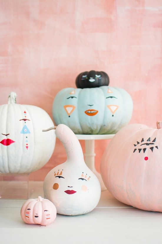 Malování halloweenských dýní - 140 uměleckých nápadů a pokynů pastelově malované dýně s tvářemi