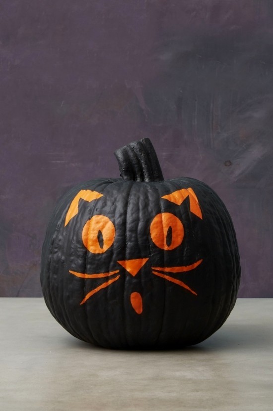 Malování halloweenské dýně - 140 uměleckých nápadů a pokynů černá kočka jednoduše nastříká barvu
