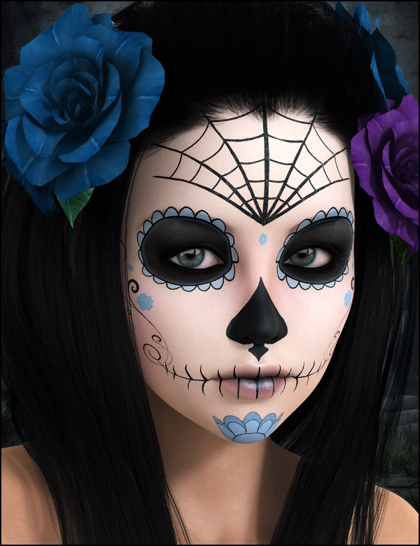 Halloween -sminke - kombinasjon av svart og blått