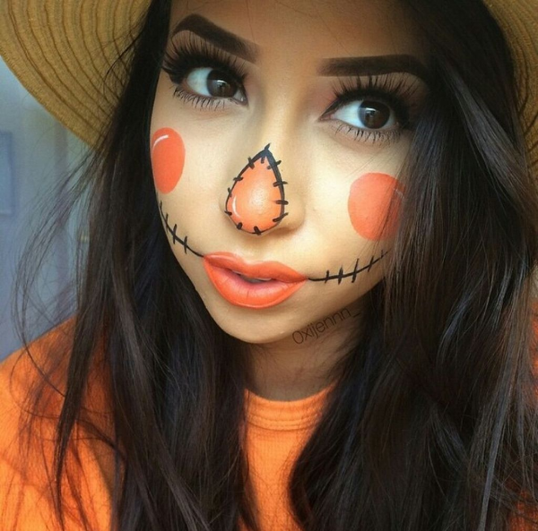 Oranžové nápady pro make -up na obličeji - Halloween make -up