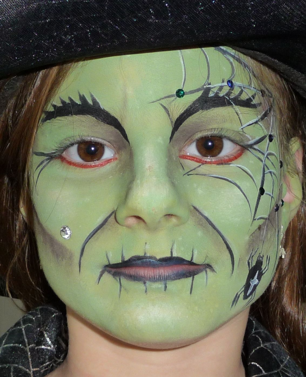 Zelená tvář - skvělé nápady - halloweenské líčení
