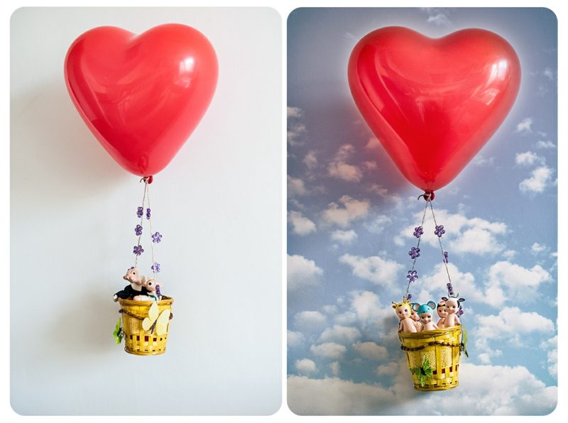 Horkovzdušný balón vytváří helium ve tvaru srdce