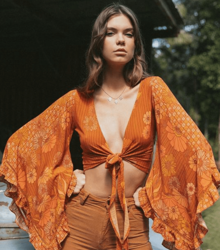 Hippie móda pro ženy v oranžové široké