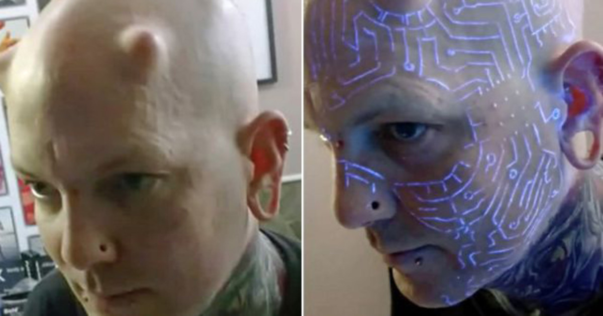Russ foxx, insan cyborg, aşırı vücut modifikasyonları, cerrahi implantlar, mürekkepli dergi