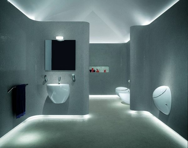 תאורה עקיפה רצועות LED לד אמבטיה עיצוב מודרני