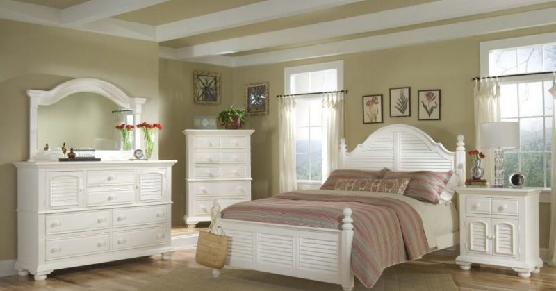 έπιπλα εξοχικό στυλ λευκό ξύλινο κρεβάτι υπνοδωμάτιο επίπλωση σχεδιασμός έπιπλα εξοχικού σπιτιού