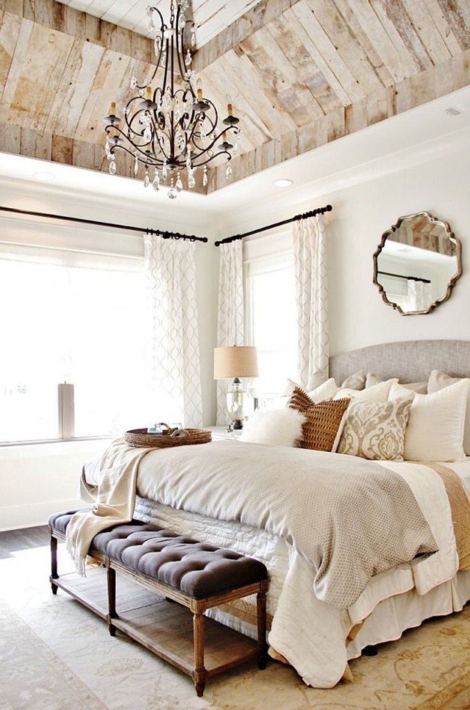 έπιπλα εξοχικό στυλ λευκό κρεβάτι ξύλινη εμφάνιση υπνοδωματίου επίπλωση διακοσμητικών ιδεών εξοχικό σπίτι