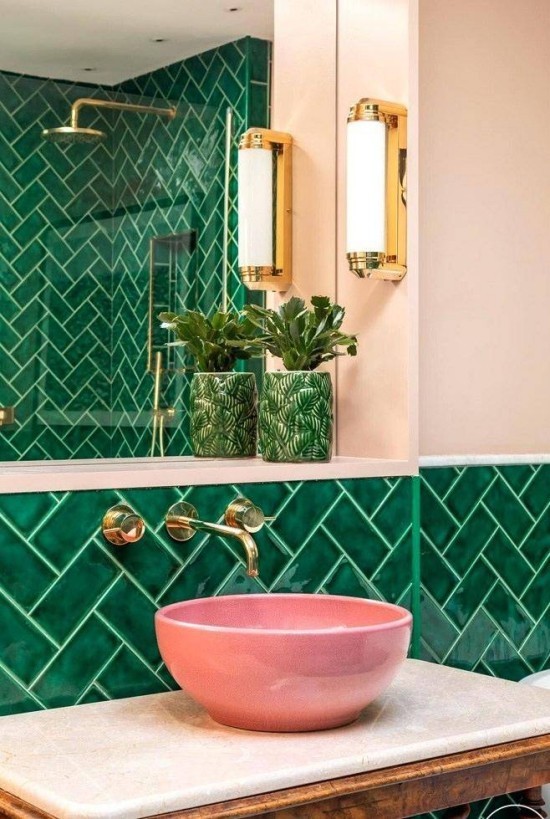 Er veggfargen mørkegrønn riktig for deg Designtips og ideer baderomsgrønne vegger rosa vask