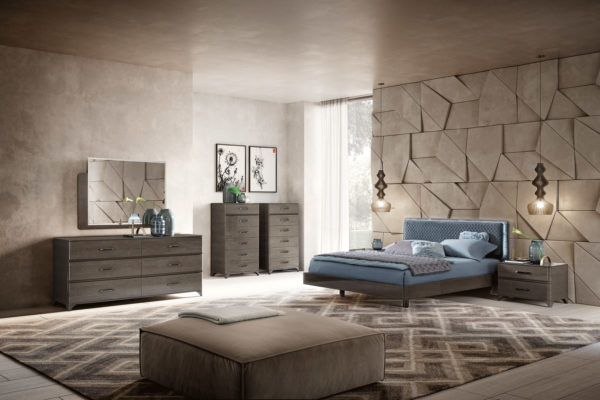 חדר שינה איטלקי - אלגנטיות, סגנון ונוחות באמצעות ריהוט איטלקי מבטא חדר שינה איטלקי מודרני בצבע בז 'כחול