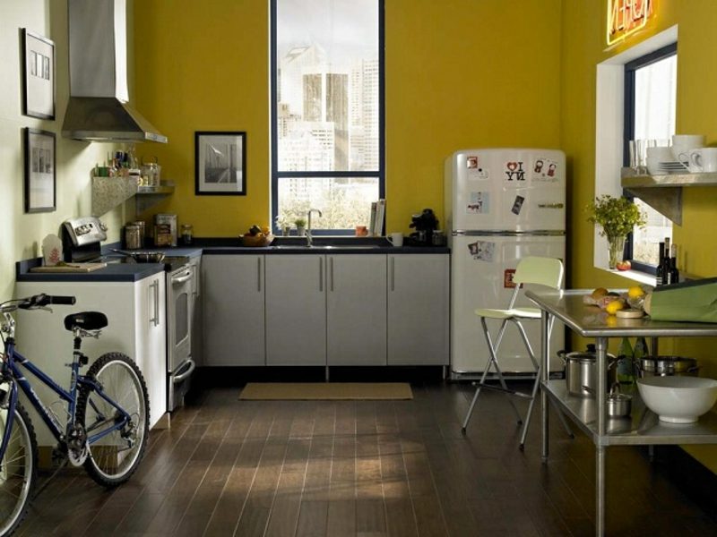 Kuchyňská malba hořčice žlutá vintage vzhled