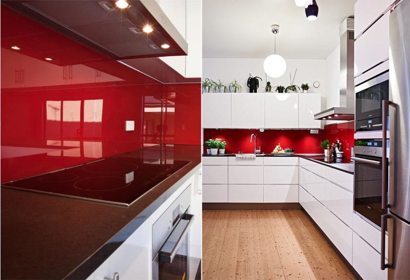 Raudona prijuostė ir balta virtuvė