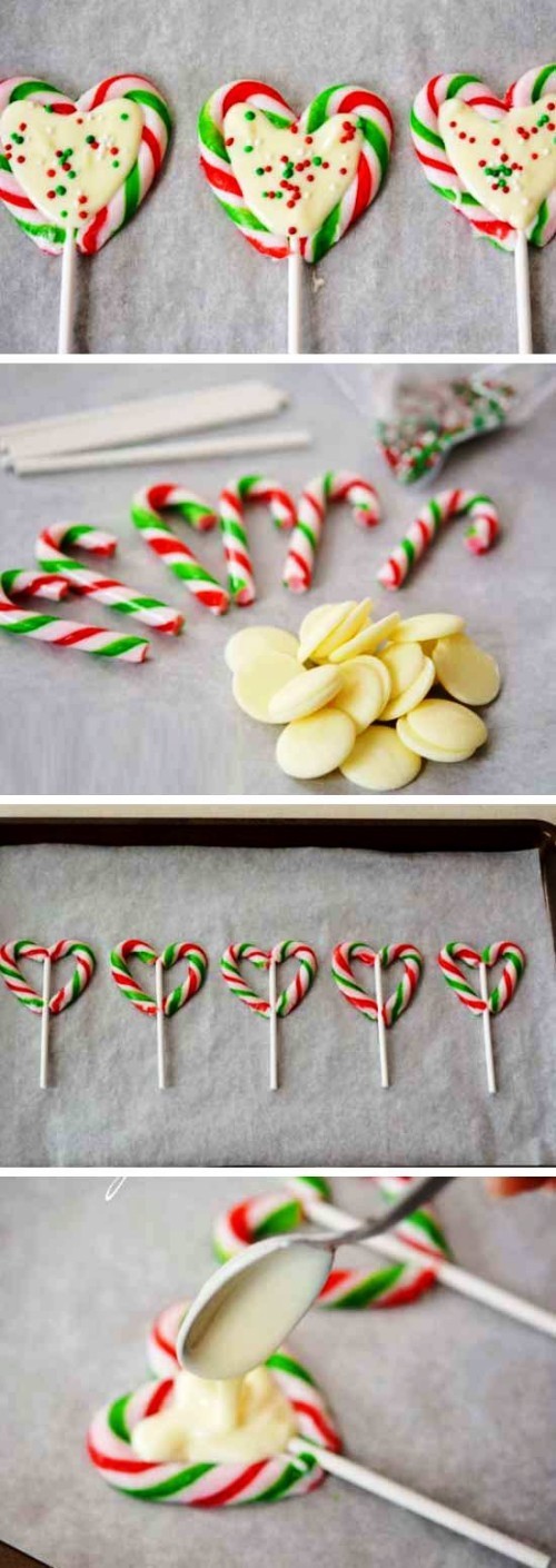 Lag dine egne kreative julegaver med candy canes hjerter og hvit sjokolade