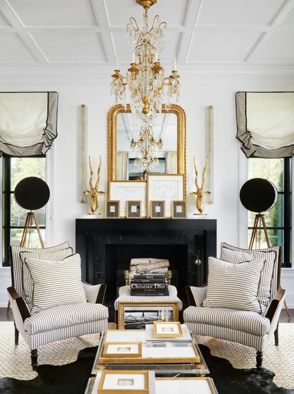 lustr obývací pokoj zlaté akcenty luxusní obývací pokoj