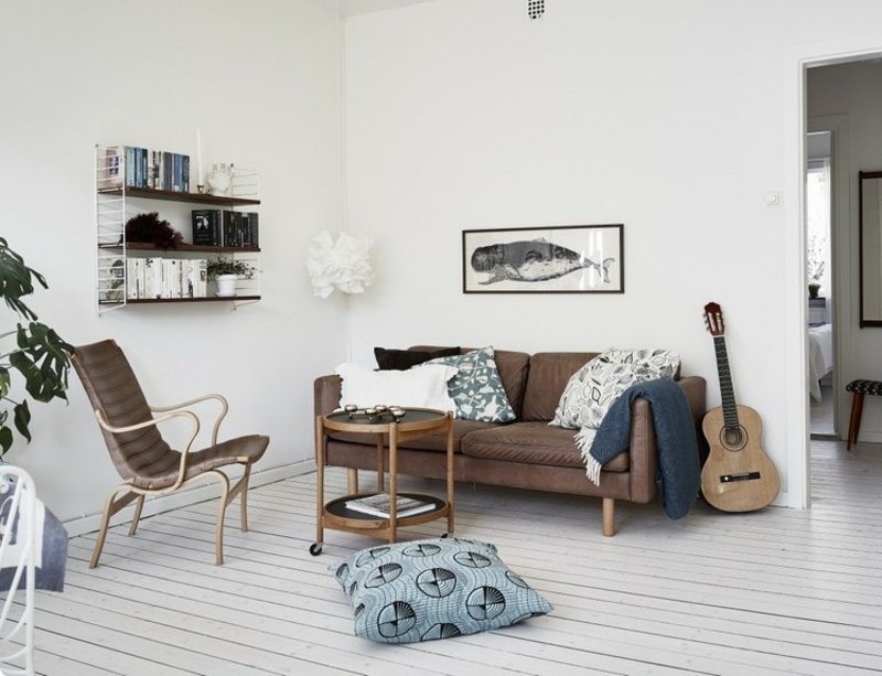 Sofa sofa i skinn i skandinavisk stil