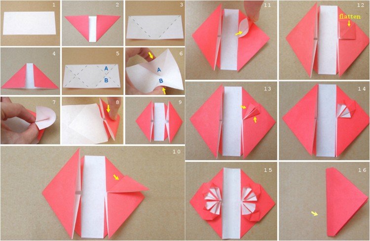 Origami hjerte folding instruksjoner i bilder