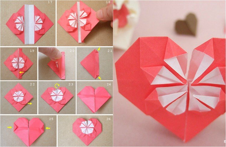 Hjerte fold fra papirinstruksjoner i bilder