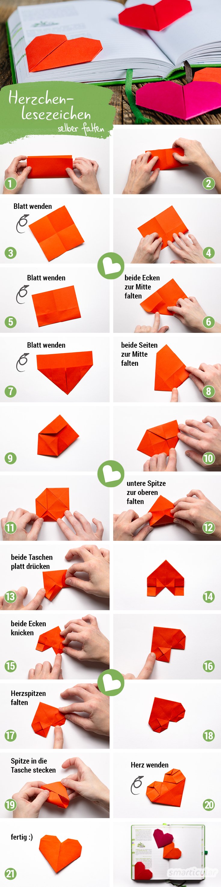 Folding instruksjoner origami hjerte