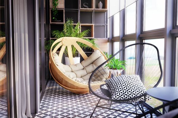 כיסא מעוצב - מצב רוח בהיר במרפסת