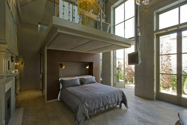 רעיונות לריהוט מודרני חדר שינה ביניים תקרה גבוהה