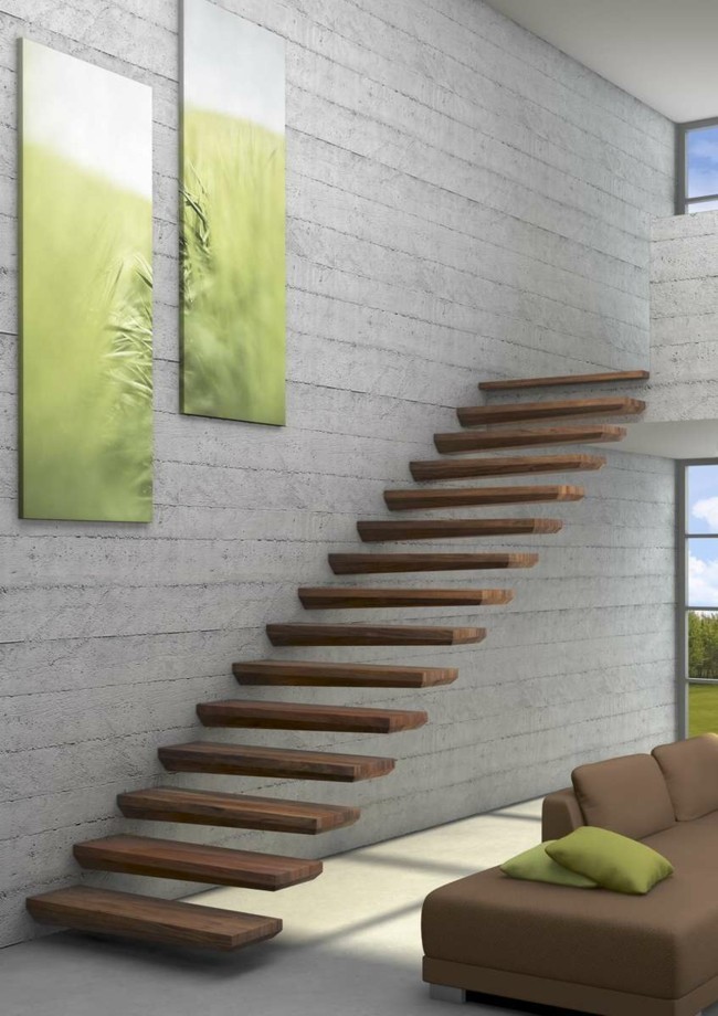 Minimalistický tvar vytváří design schodiště