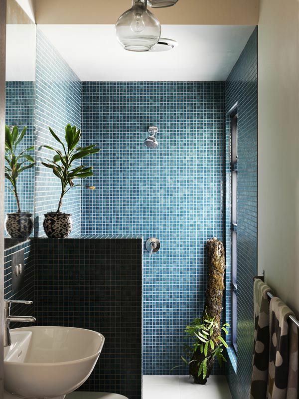 mozaikové dlaždice koupelna modré mozaikové dlaždice trendový design koupelny