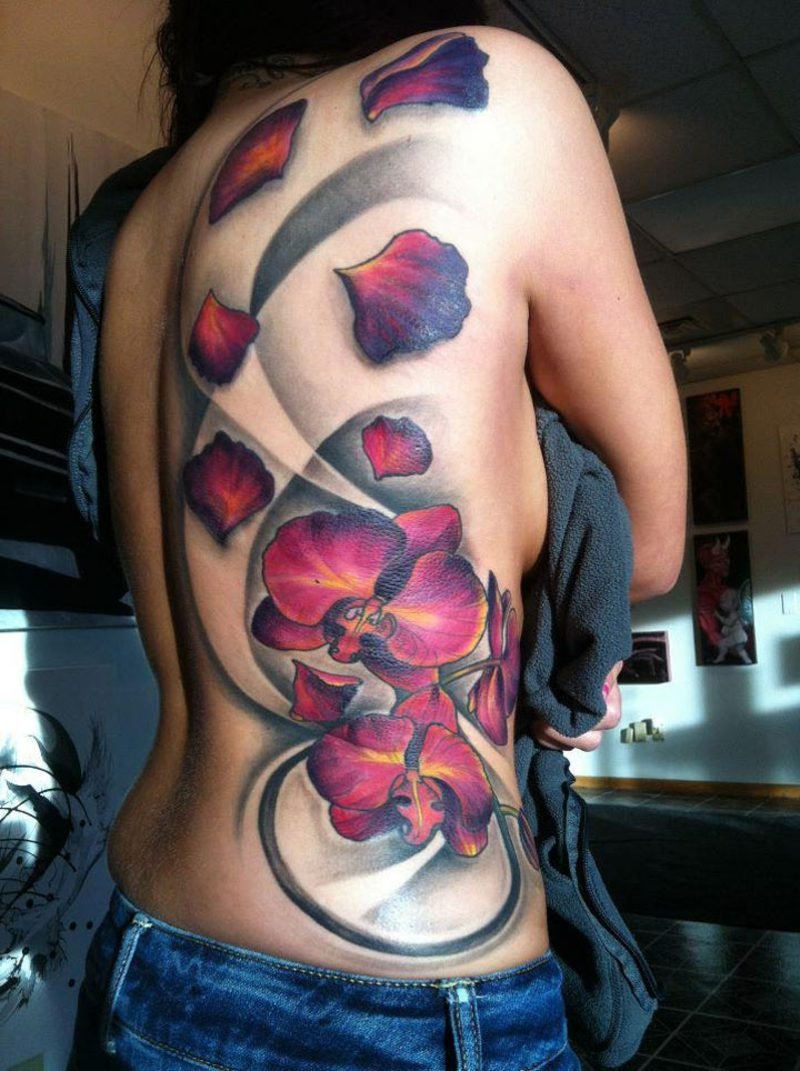 orchidej tetování zakrýt stranou