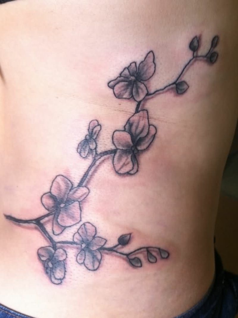 orchidej tetování šedým inkoustem