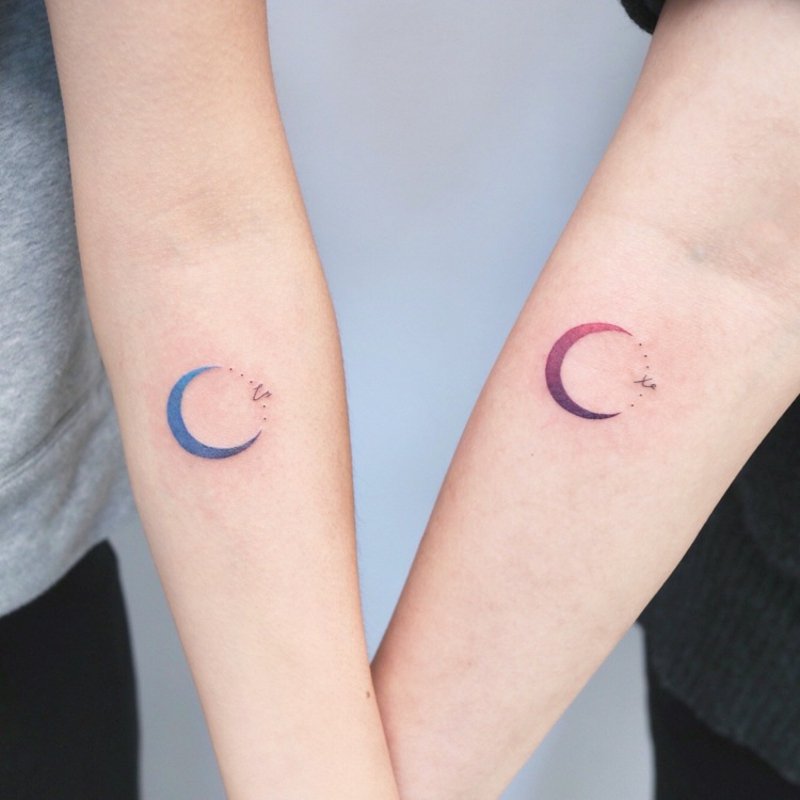 Partner tetování půlměsíc a hvězda