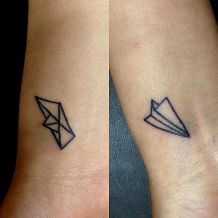 Partner tetování origami nádherný vzhled